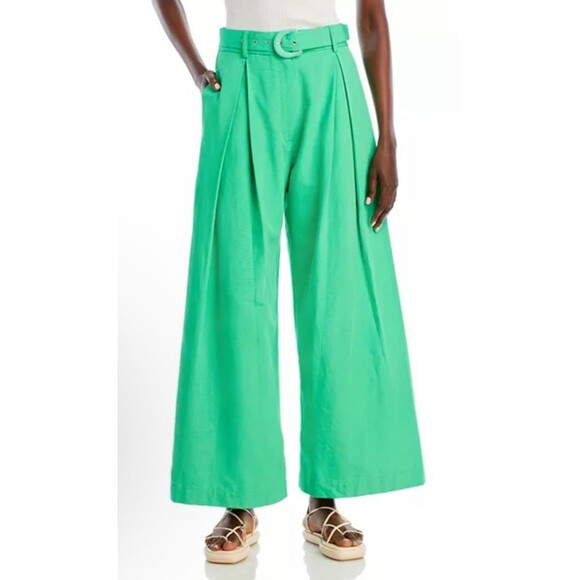 FARM RIO Pants Womens Medium Bright Green Tailored Pleated Wide Leg New Colorful - Picture 2 of 16